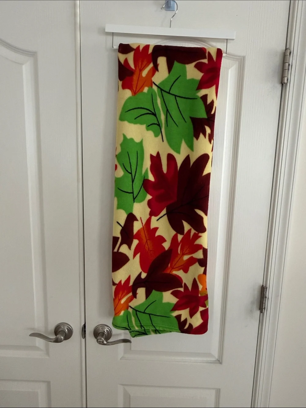 Autumn Leaf Print Fabric Top in Red, Green and Orange